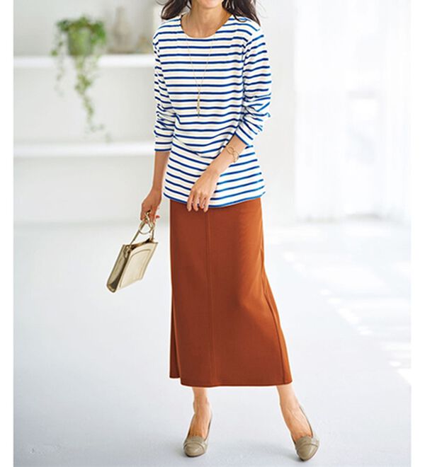 BELLUNA（ベルーナ）の「ポンチ素材ボーダープルオーバー（Tシャツ）」｜詳細画像