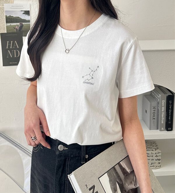 GeeRA（ジーラ）の「綿１００％アソート１ポイント刺しゅうＴシャツ（カットソー）」｜詳細画像