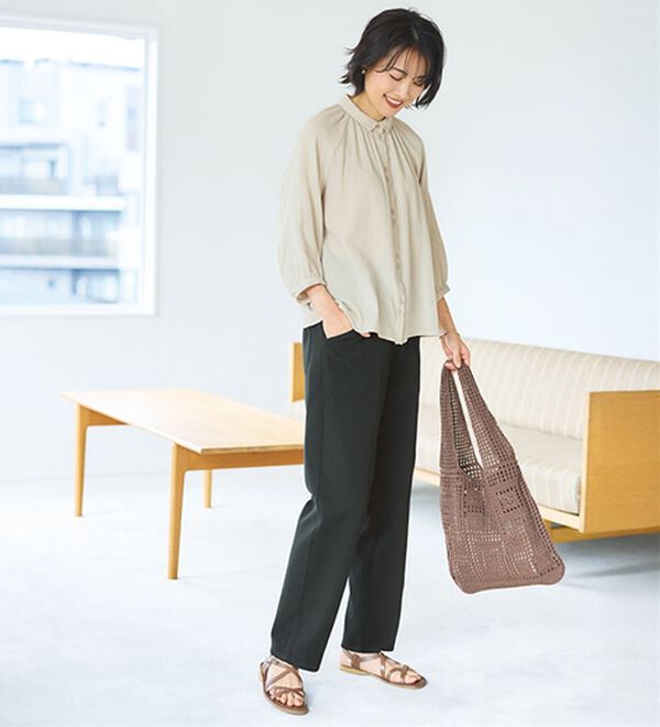 BELLUNA（ベルーナ）の「《ＨｕｇＲｅａｍコットン》ガーゼコロンパンツ（フルレングスパンツ）」｜詳細画像