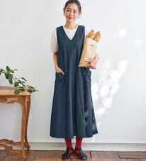 BELLUNA（ベルーナ）の「＜＆ｃｏｃｏｃｈｉ＞綿麻デニム素材ゆったりジャンパースカート（その他ワンピース）」