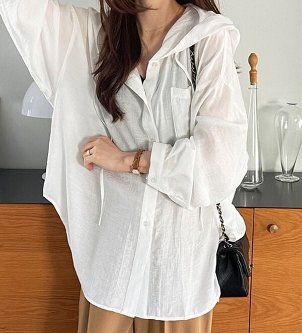 GeeRA（ジーラ）の「フード付きオーバーサイズシャツ（シャツ）」｜詳細画像