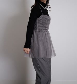 RANAN（ラナン）の「ラメチュールビスチェ（ブラウス）」｜チャコールグレー