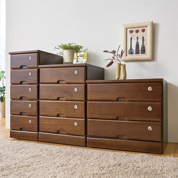 「全段鍵付！天然木リビングチェスト（チェスト・タンス）」｜詳細画像