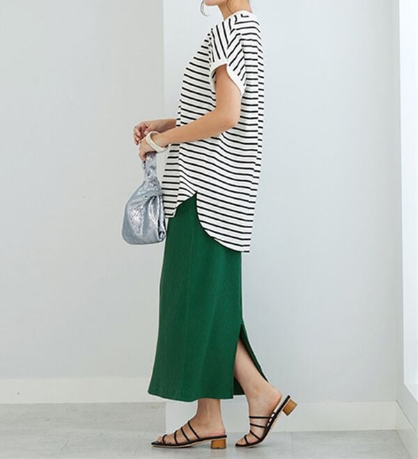 GeeRA（ジーラ）の「【着回し力◎】楽ちんすっきり見え！リブロングスカート（ロングスカート）」｜詳細画像