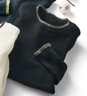 BELLUNA（ベルーナ）の「《ＨｕｇＲｅａｍコットン》配色リブセーター（ニット・セーター）」｜ブラック系