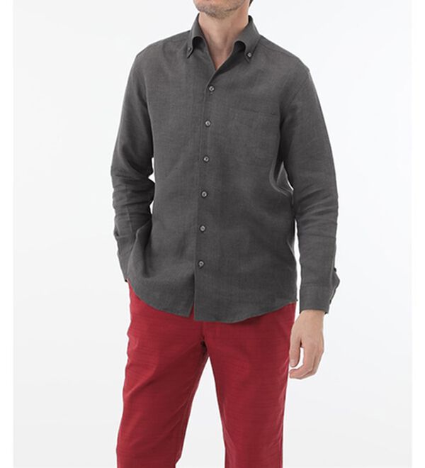 「＜コムルヴァン・オム＞大人のフレンチリネン１００％シャツ（メンズシャツ）」｜詳細画像