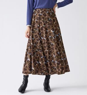 BELLUNA（ベルーナ）の「着映えプリントフレアスカート（ロングスカート）」｜ブラウン系アニマル柄