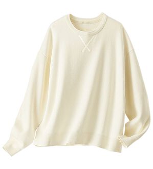 BELLUNA（ベルーナ）の「《ＨｕｇＲｅａｍコットン》やわ編ゆったりニットプルオーバー（ニット・セーター）」｜アイボリー