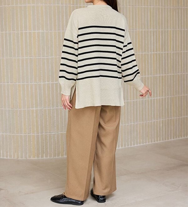 RANAN（ラナン）の「ワイドリブ使いカラーニットチュニック（ニット・セーター）」｜詳細画像