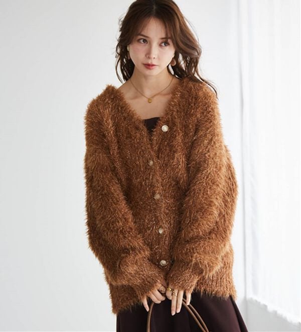 RANAN（ラナン）の「ラメ2WAYシャギーニットカーディガン（ニットカーディガン）」｜詳細画像