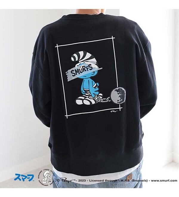 GeeRA（ジーラ）の「【スマーフ】コラボプリントスウェット（メンズカットソー）」｜詳細画像