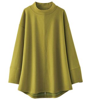 BELLUNA（ベルーナ）の「吸湿発熱ポンチ素材袖デザインプルオーバー（カットソー）」｜ライム