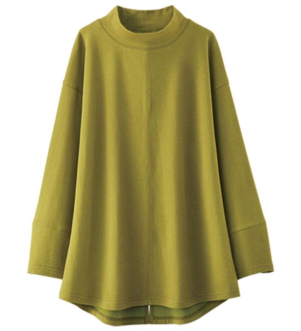 BELLUNA（ベルーナ）の「吸湿発熱ポンチ素材袖デザインプルオーバー（カットソー）」｜ライム