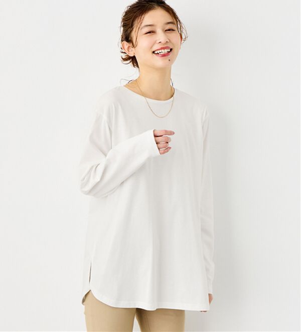 Viola e Viola（ヴィオラ エ ヴィオラ）の「【吸湿発熱】あったか綿１００％チュニックTシャツ（チュニック）」｜詳細画像