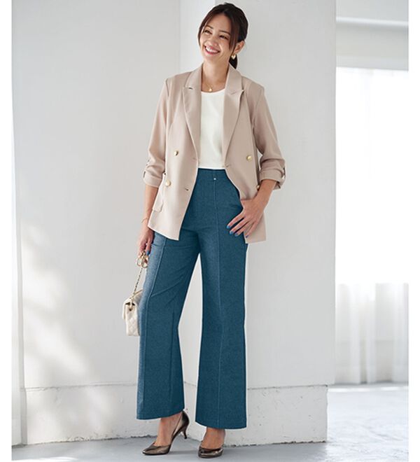 BELLUNA（ベルーナ）の「キレイ色が続く！直線美脚ワイドデニムパンツ（ワイドパンツ・ガウチョ）」｜詳細画像