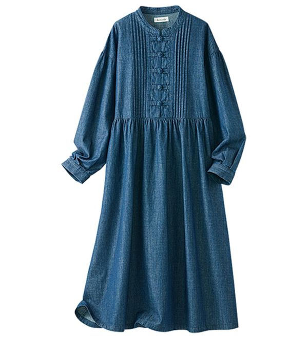 BELLUNA（ベルーナ）の「＜＆ｃｏｃｏｃｈｉ＞デニム素材チャイナボタンワンピース（シャツワンピース）」｜詳細画像