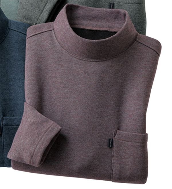 「カシミヤタッチハイネックＴシャツ（メンズＴシャツ）」｜パープル