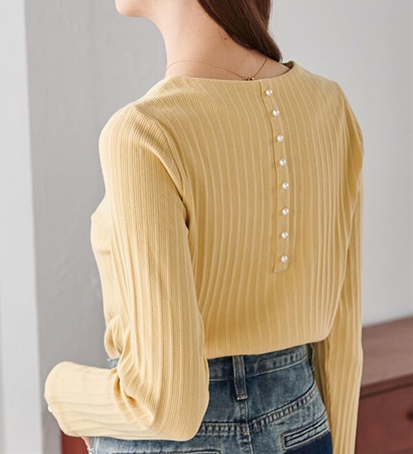 RANAN（ラナン）の「バックパール調釦リブカットソープルオーバー（カットソー）」｜詳細画像
