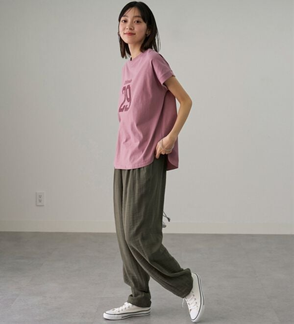 BELLUNA（ベルーナ）の「綿麻ダブルガーゼポッケギャザーパンツ（フルレングスパンツ）」｜詳細画像