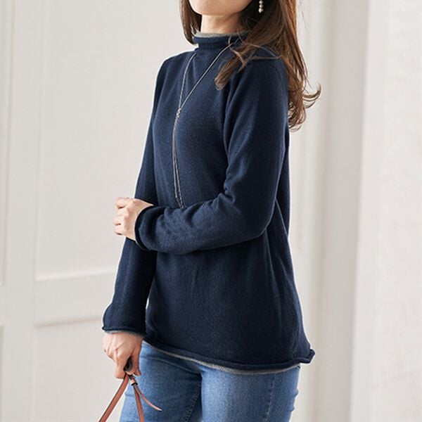 BELLUNA（ベルーナ）の「＜日本製＞ホールガーメント２枚重ね着プルオーバー（ニット・セーター）」｜詳細画像