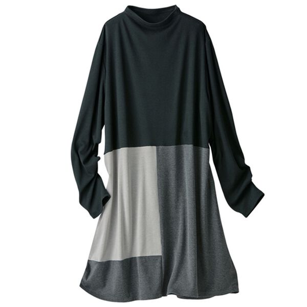 BELLUNA（ベルーナ）の「配色切替カットソーチュニック（チュニック）」｜黒系