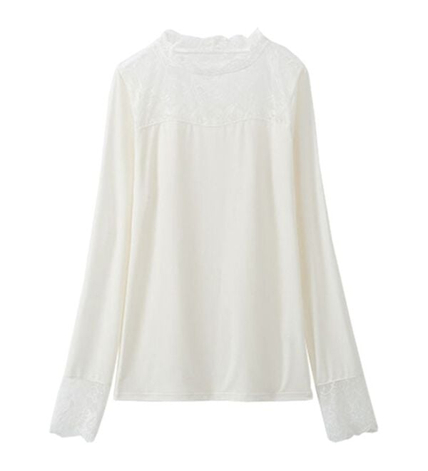 YU'NOW（ユナウ）の「吸湿発熱あったかインナーハイネックレースインナー（肌着・インナーウェア）」｜詳細画像