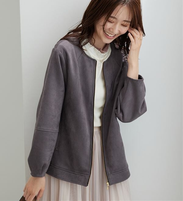 BELLUNA（ベルーナ）の「スエード調ランタン袖ミドル丈ジャケット（その他ジャケット）」｜詳細画像