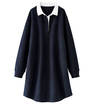 BELLUNA（ベルーナ）の「ボーダージャカード素材ラガーシャツワンピース（カットソーワンピース）」