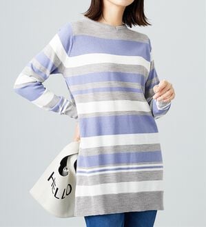 BELLUNA（ベルーナ）の「カシミヤタッチニットチュニック（チュニック）」｜杢グレー&times;ライラック