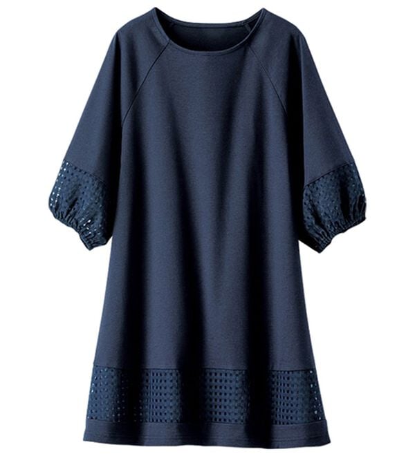 BELLUNA（ベルーナ）の「汗ジミ対策！シアーチェック切替チュニック（チュニック）」｜詳細画像