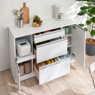 ベルーナ キッチンカウンター 幅120cm 南欧風 キッチン収納 食器棚