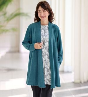 BELLUNA（ベルーナ）の「花柄ジャカード素材トッパーアンサンブル（チュニック）」｜ブルー