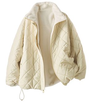 BELLUNA（ベルーナ）の「中わたキルトリバーシブルファーコート（ハーフコート）」｜アイボリー