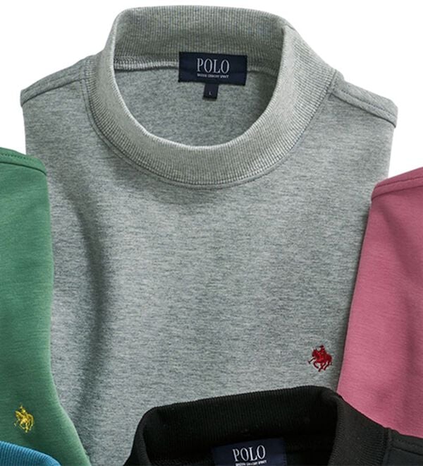 「＜ポロ・ビーシーエス＞モックネックトレーナー（メンズトレーナー）」｜杢グレー