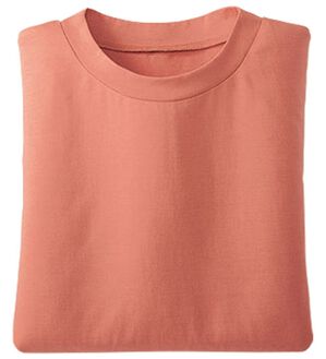 BELLUNA（ベルーナ）の「綿１００％抗菌防臭汗ジミ対策プルオーバー（カットソー）」｜サーモンピンク