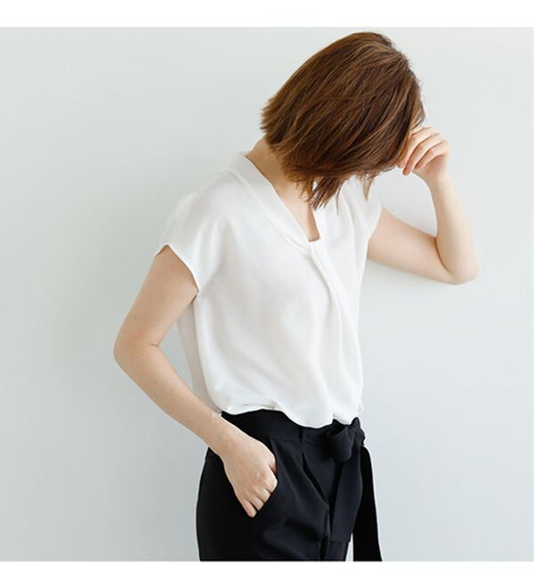 GeeRA（ジーラ）の「【ジャケット+2ボトム】洗えるストレッチ！ジャケット＆ブラウス＆パンツ＆スカートスーツセット（パンツスーツ）」｜詳細画像