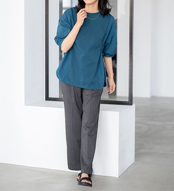 BELLUNA（ベルーナ）の「高見え！異素材切替ドロスト使いプルオーバー（カットソー）」｜詳細画像