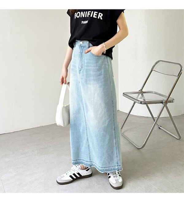 GeeRA（ジーラ）の「バックスリットデニムロングスカート（ロングスカート）」｜詳細画像