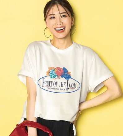 BELLUNA（ベルーナ）の「【ＦＲＵＩＴ　ＯＦ　ＴＨＥ　ＬＯＯＭ】レトロロゴビックＴシャツ（カットソー）」