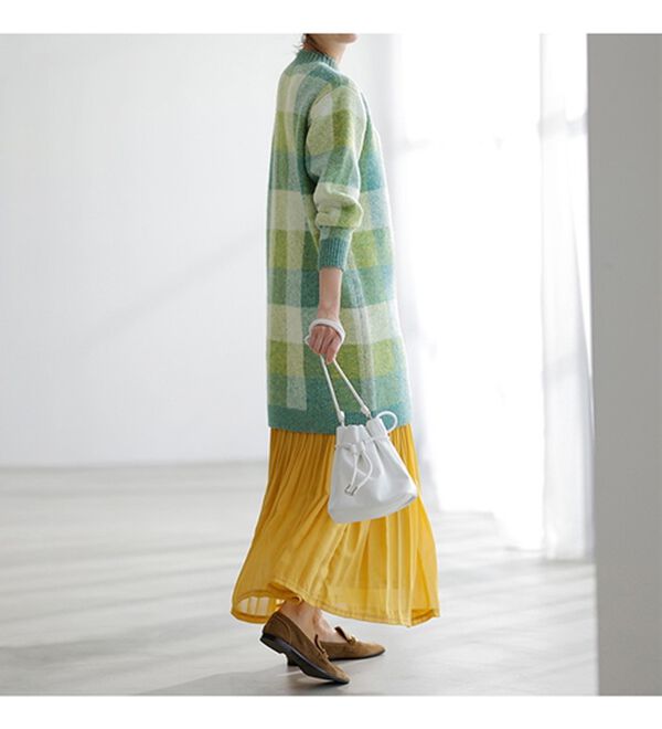 RANAN（ラナン）の「チェック柄ロング丈ニット（チュニック）」｜詳細画像