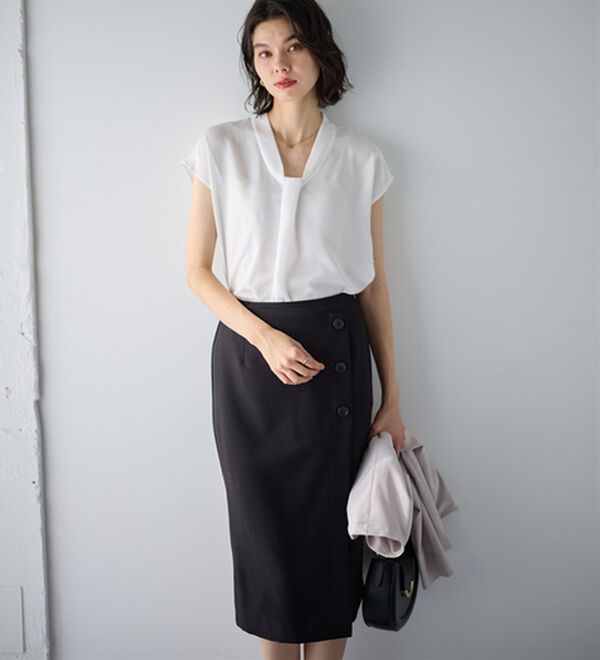 GeeRA（ジーラ）の「【２点】単品使いもできる！ベーシックブラウス＆スカートセットアップ（スカートスーツ）」｜詳細画像