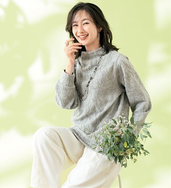 ルフラン（ルフラン）の「【３色組】華ジャカード編トレーナー（カットソー）」｜詳細画像