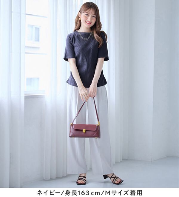 alotta（アロッタ）の「すっきり美くびれ！ウエストギャザーリブトップス（カットソー）」｜詳細画像