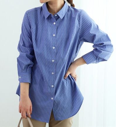 BELLUNA（ベルーナ）の「着心地らくらく！細見えシャツチュニック（シャツ）」