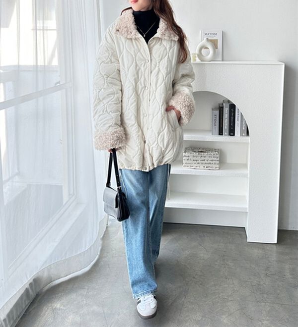 GeeRA（ジーラ）の「衿ボアミドル丈バルーンキルティングブルゾン（ブルゾン）」｜詳細画像