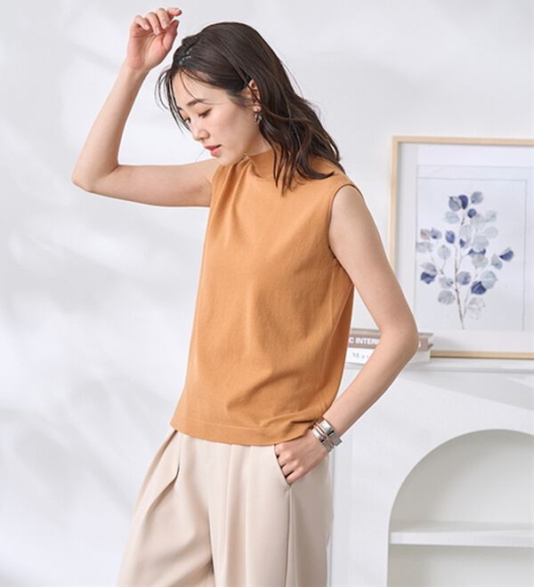 BELLUNA（ベルーナ）の「【選べるデザイン】Ｔシャツが苦手な方に！ひんやり綿混ニットＴ（ニット・セーター）」｜詳細画像