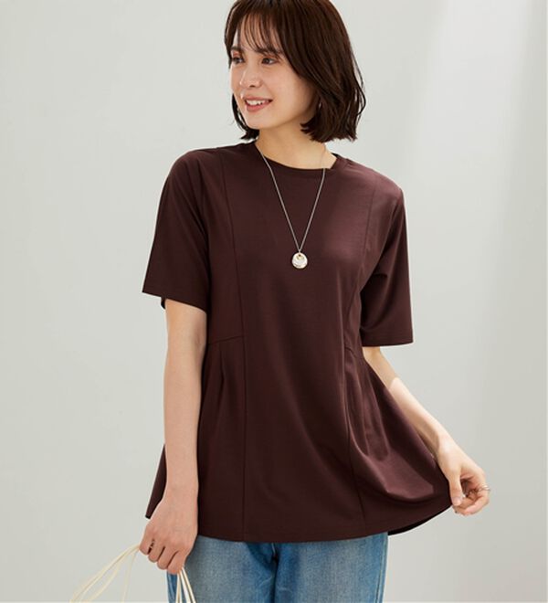 BELLUNA（ベルーナ）の「【接触冷感】ヒンヤリ！サイドタック使いチュニック（チュニック）」｜ブラウン