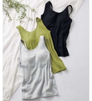 LAVIENNE（ラヴィエンヌ）の「【３色組】綿１００％肩ひも調節できるカップ付タンク（ブラトップ・カップ付きインナー）」｜詳細画像