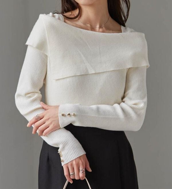 RANAN（ラナン）の「アシメオフショルリブニット（ニット・セーター）」｜詳細画像