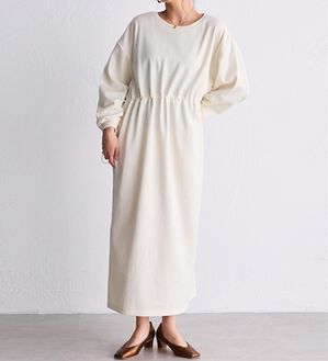 RANAN（ラナン）の「裏起毛！アンチピリング！ドロストワンピース（その他ワンピース）」｜アイボリー（ロング丈）